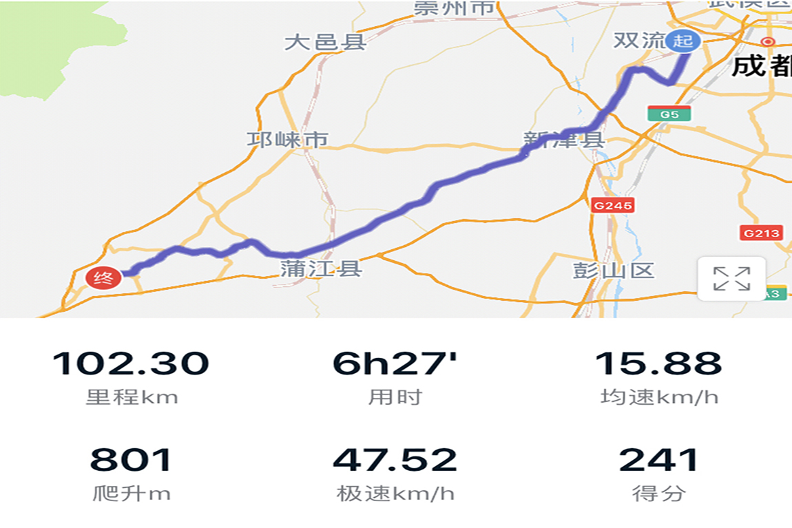 Day1:成都(484)——百丈(732) 102km 总行程102KM