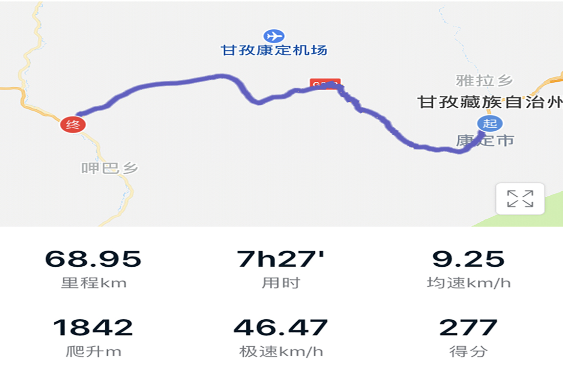 Day7:康定(2359)--折多山(4298)--瓦泽(3458)    69km 总行程393KM    